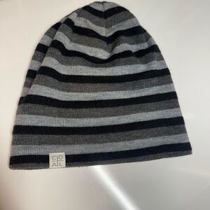 Coal Striped Knit Beanie Gray Black Lightweight Slouch Hat